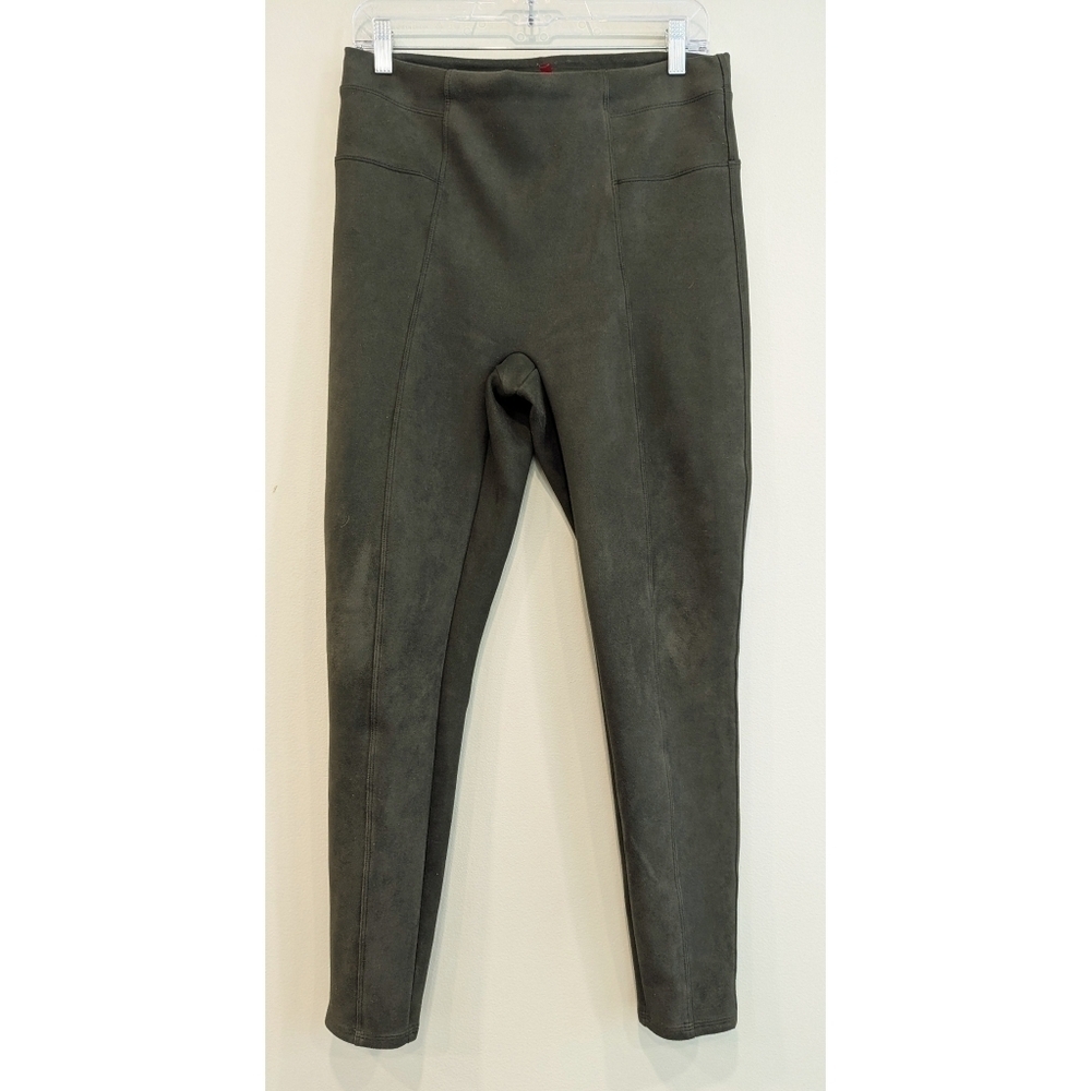 Spanx Faux Suede Green Pants Size Large